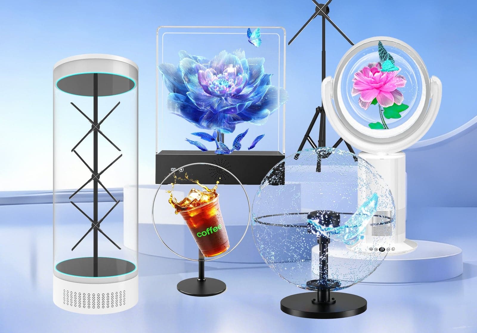 Energy Efficient LED Holographic Fans 3D Visual Display Corporate Branding Promotion Indoor/Outdoor High Brightness Education