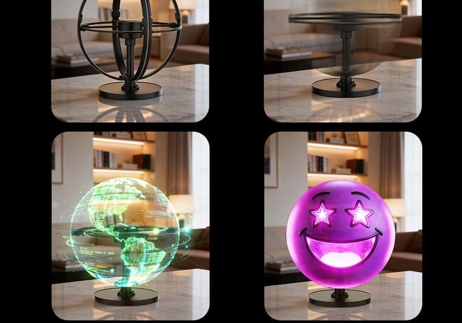 Indoor Floor Stand LED Sphere 50cm 360 Holographic Fans Model Captivating Effects Eye-Catching Digital Signage Education
