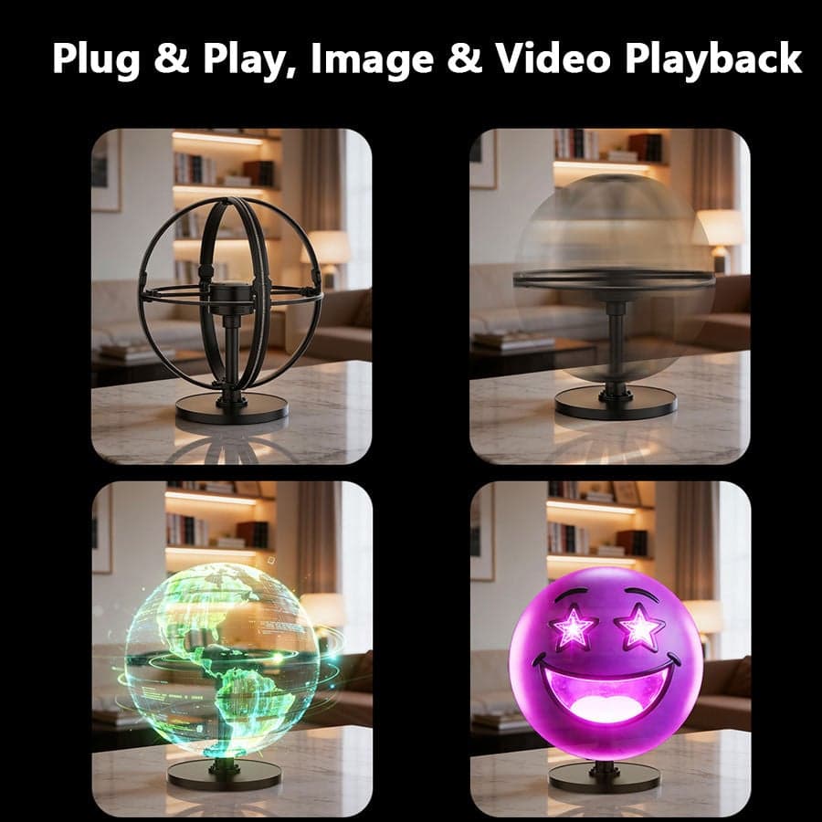 Indoor Floor Stand LED Sphere 50 cm 360 Holographic Fans Model