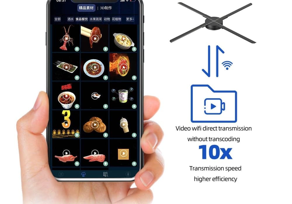54 cm 3D Hologram Fan Display Transparent LED Advertising Screen
