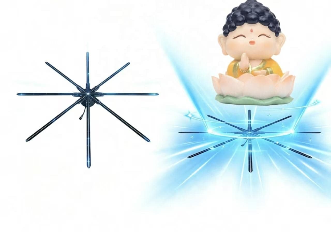 180cm Naked Eye 3D Hologram Fan LED Transparent Screen Holographic Advertising Equipment for Commercial Ads