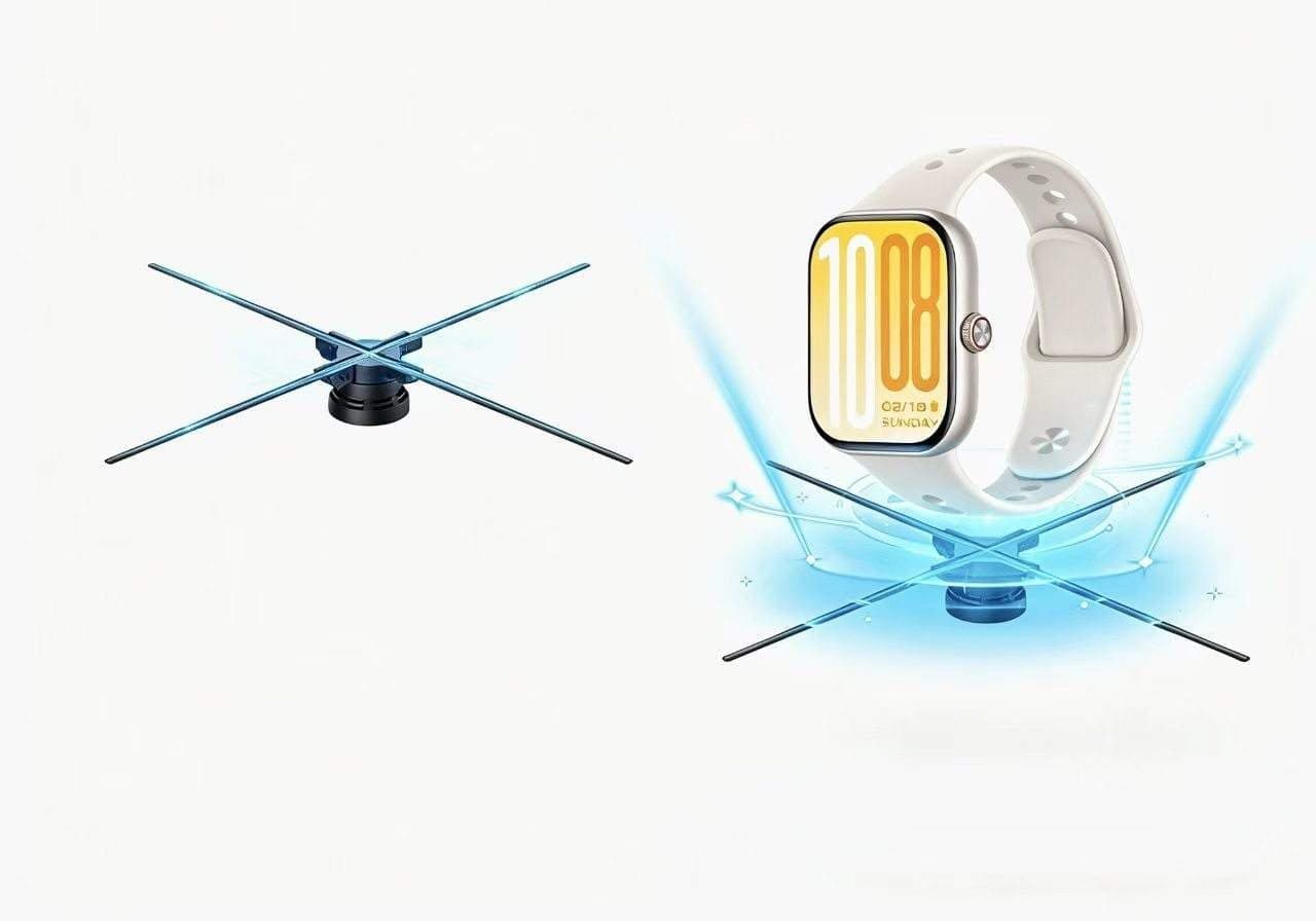 4 Blades Naked LED Fan Backpack 65cm 1280LED Display Bluetooth Battery Portable Holographic 3D Hologram Outdoor