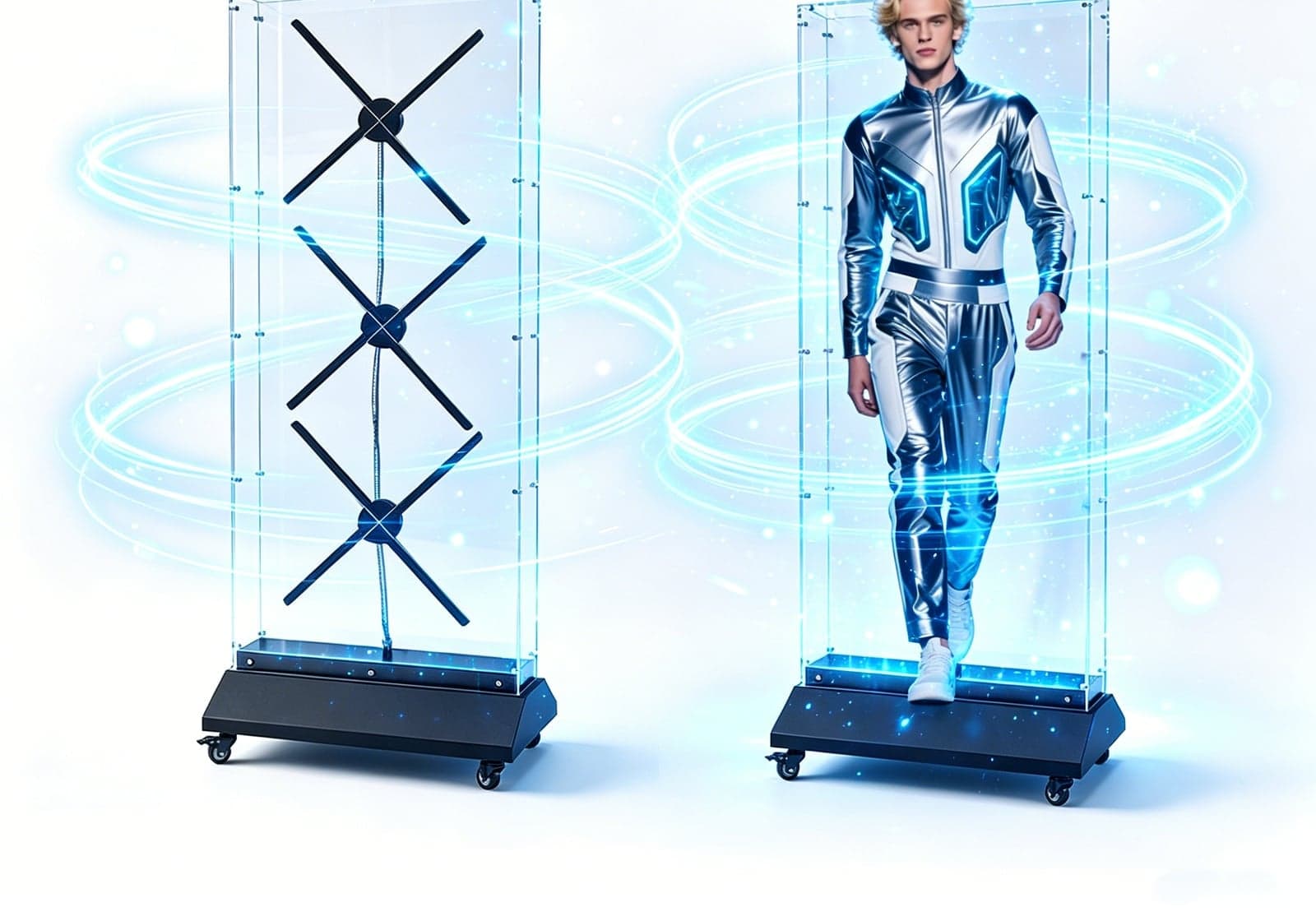 3D LED Fan Hologram Projector Transparent Led Display Screen Advertising Equipment Holographic Digital Human Cabin