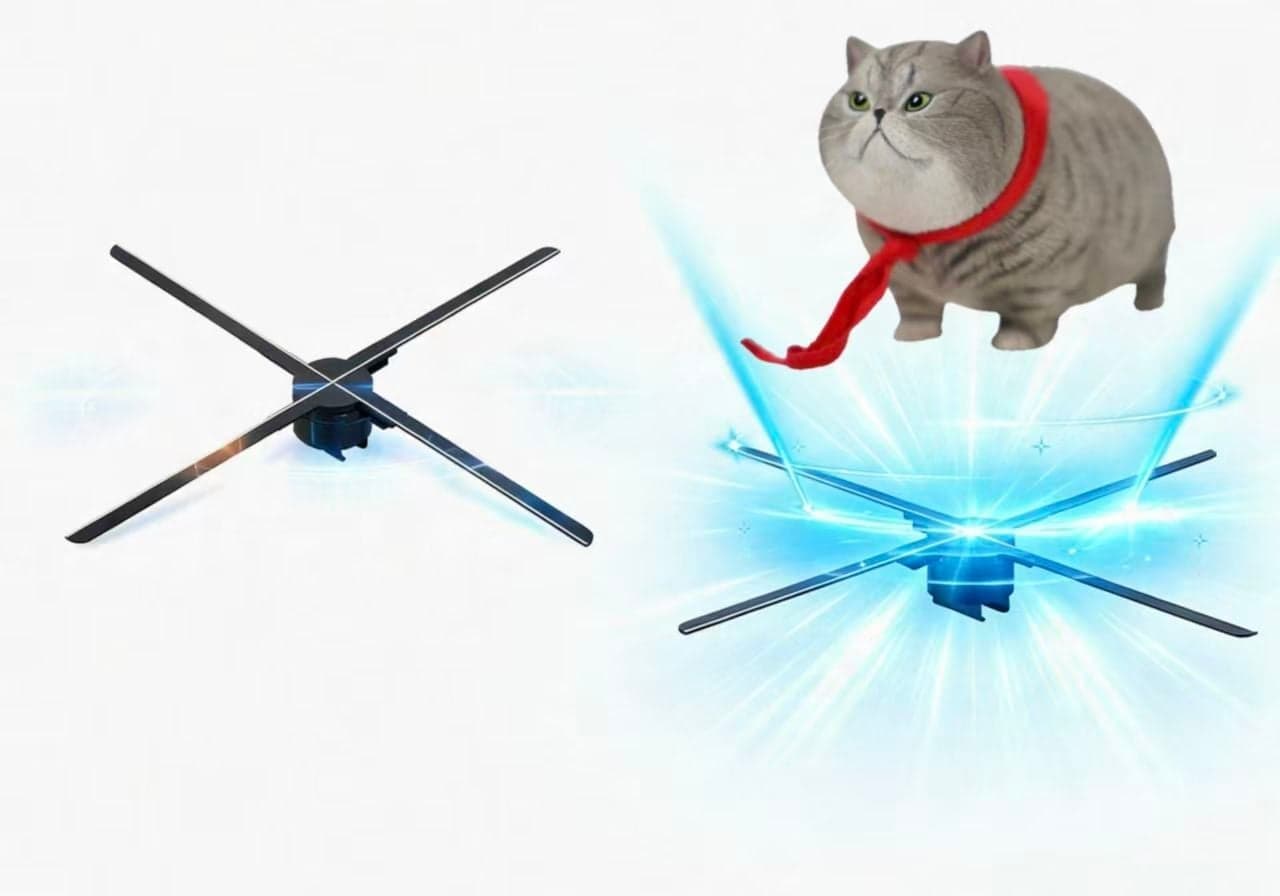 100cm Super High LED Hologram Fan1600LED Spliceable Holographic Display Spinning 3D Projector for Advertising