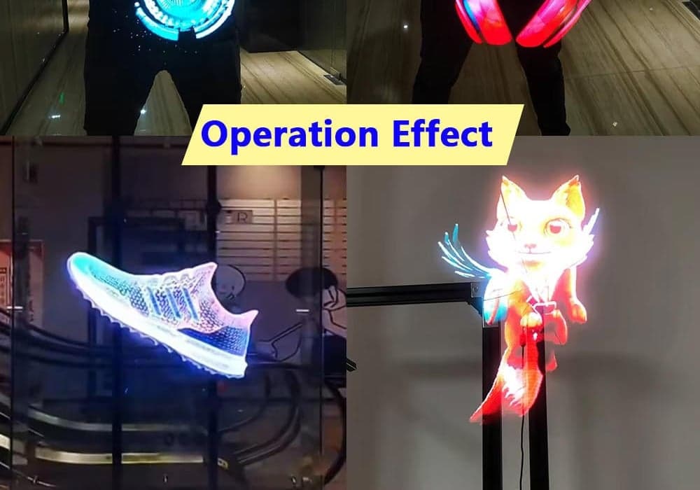 25.6" Holographic Fans 3D Hologram Display Spliced Wall Indoor 4K Brightness 170 Viewing Angle Multi-Protocol Education Business