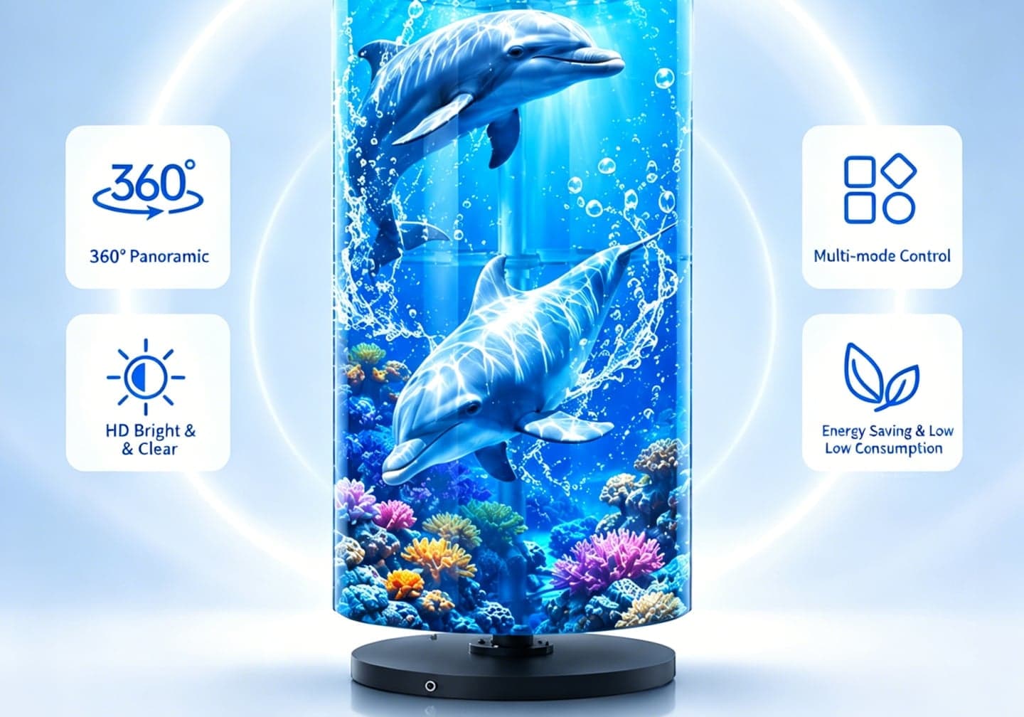 Cylindrical LED Advertising Display High-Speed Rotating Screen Portable Energy-Saving Digital Signage Indoor Retail Store Subway