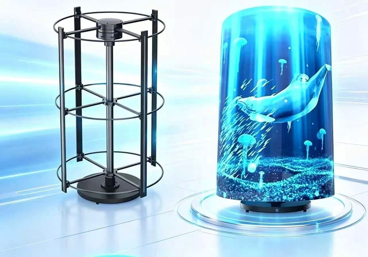 Cylindrical LED Advertising Display High-Speed Rotating Screen Portable Energy-Saving Digital Signage Indoor Commercial Use