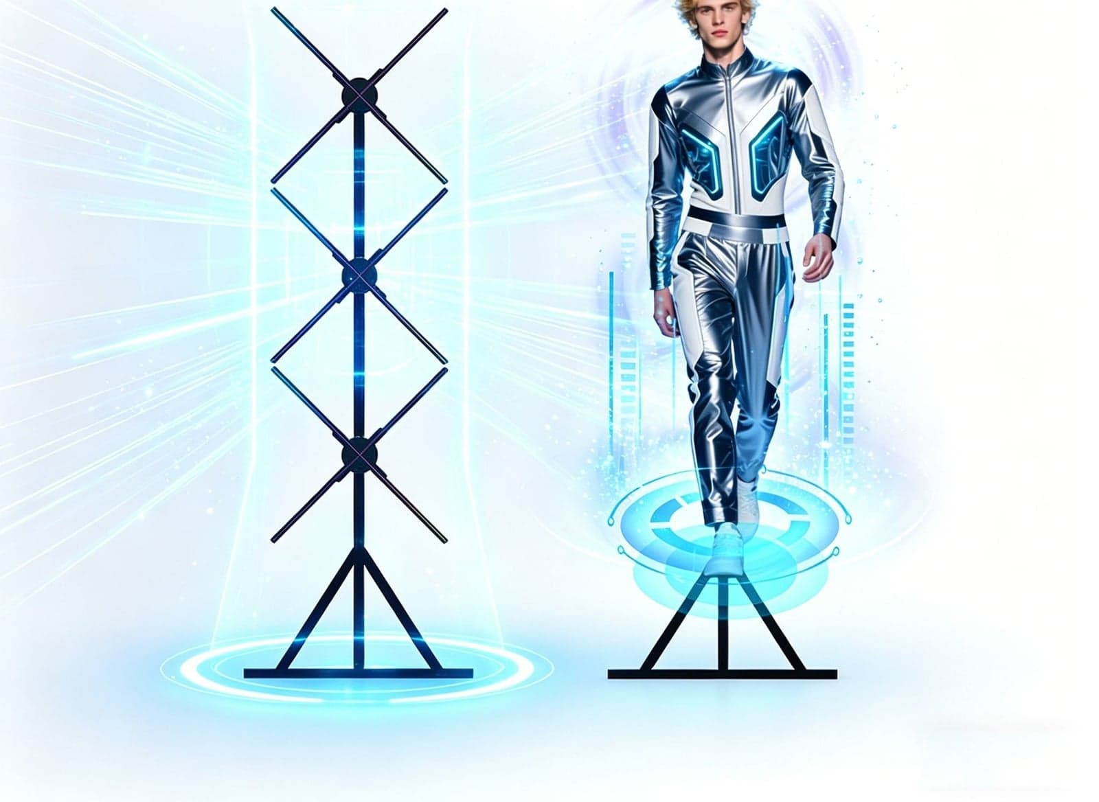 Naked-Eye 3D Hologram Projectors Splicing LED Synchronized Human Fan