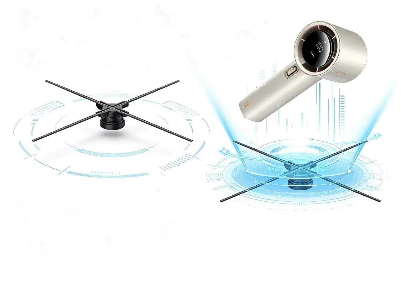 56 cm Movable LED Fan Indoor Advertising Equipment 3D Hologram
