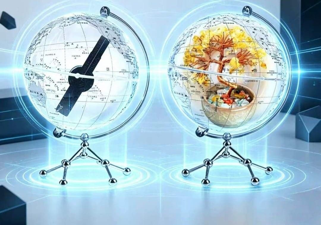 Creative Cultural Gift-Personalized PVC Desktop Ornament Globe with Geometric Design and 3D Holographic Content Playback