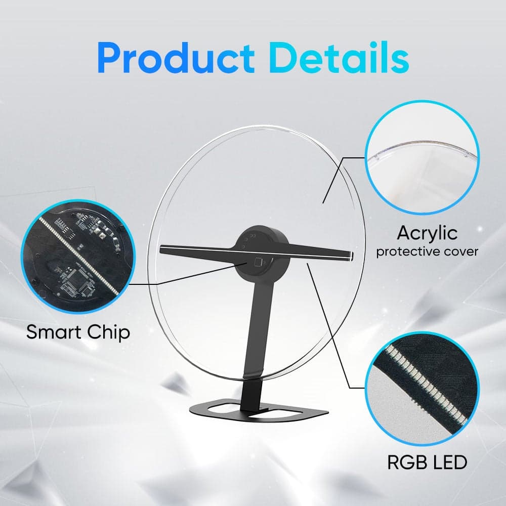 42cm 224 LED Acrylic Protector High Resolution 3D Halogram Fan Projection for Indoor Advertising Creative Outdoor