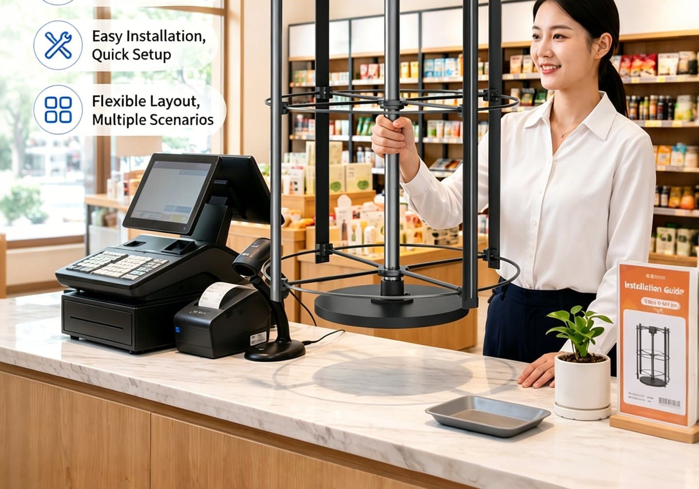 Portable Indoor Rotating LED Column Screen for Retail Store & Subway Promotion with 3D Visual Effect Digital Sign USB Playback