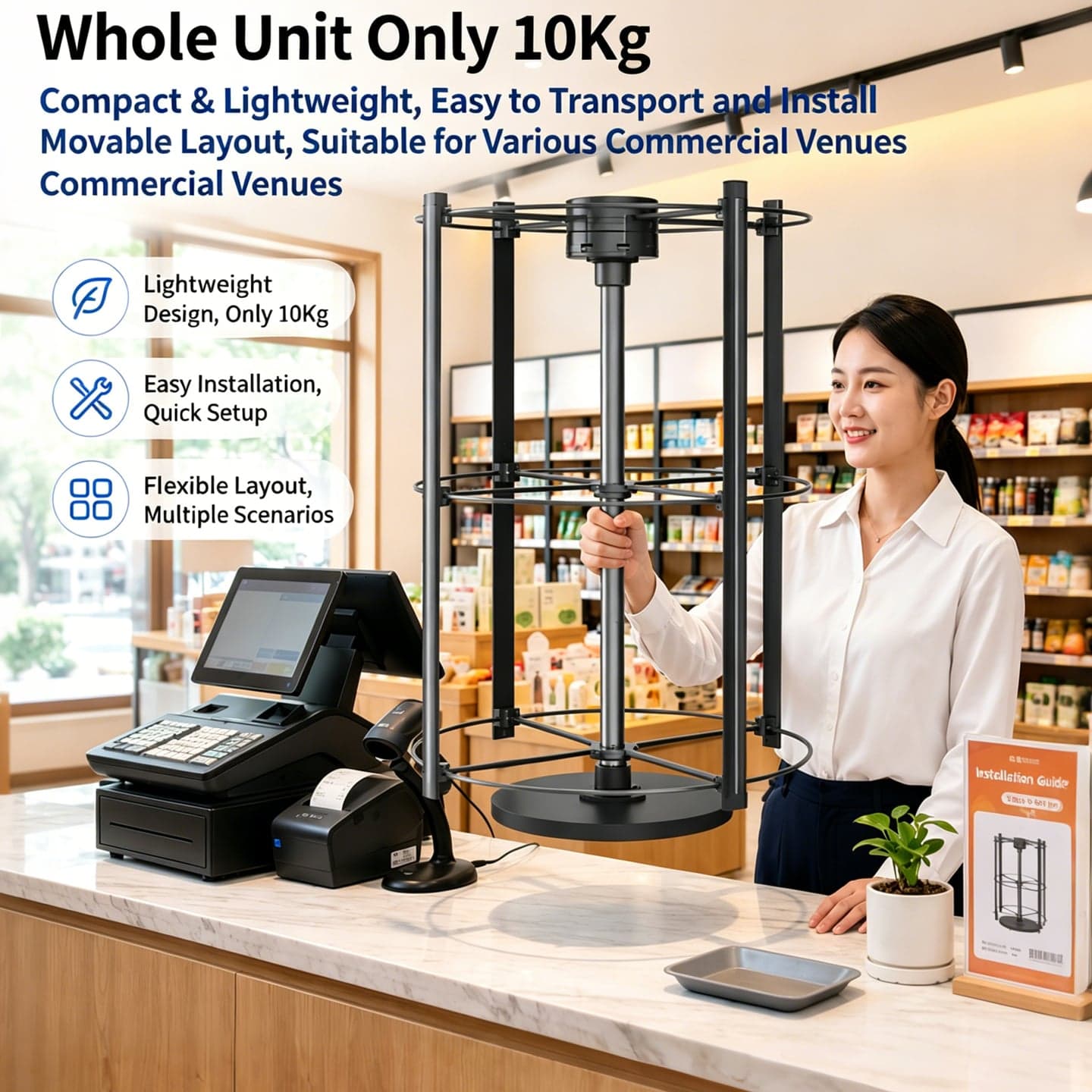 Portable Indoor Rotating LED Column Screen for Retail Store & Subway