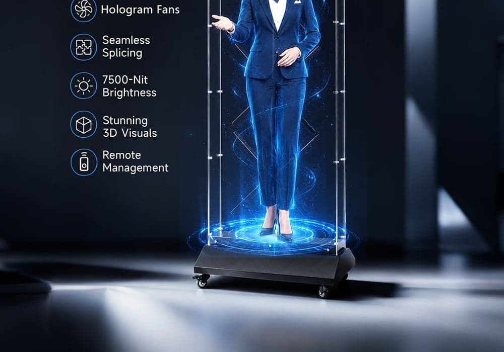 High Brightness Transparent LED Display 3D Holographic Advertising Fan for Retail Stores Commercial Use (Cabinet)