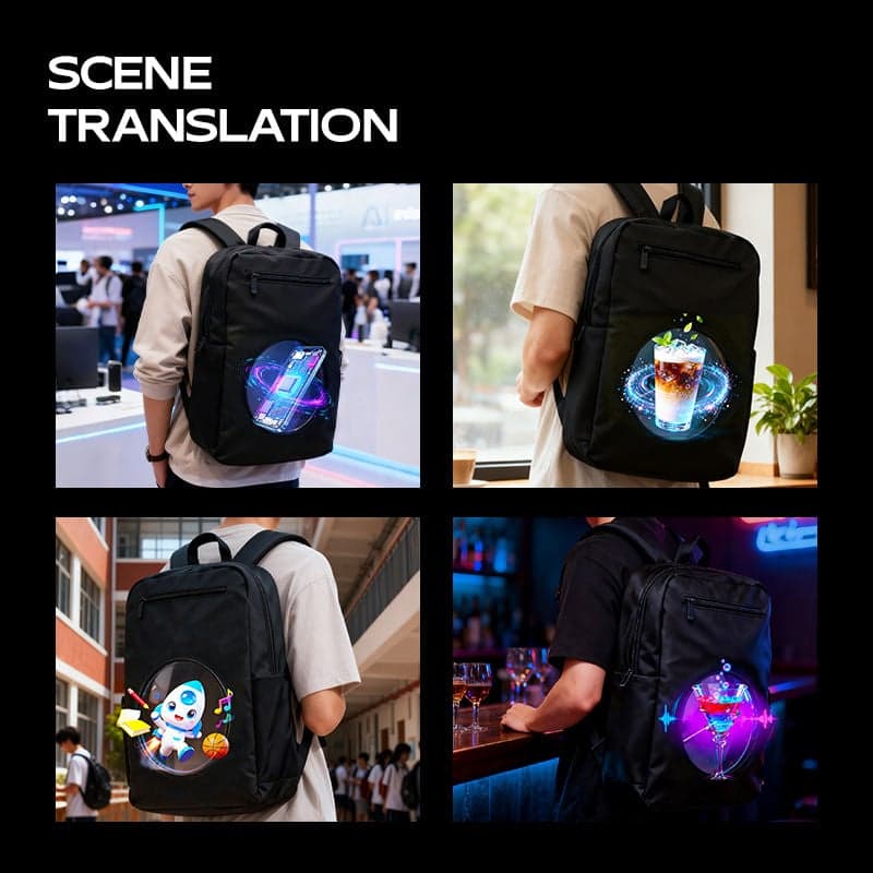Interactive LED Holographic Fans Backpack 170 Viewing Angle App