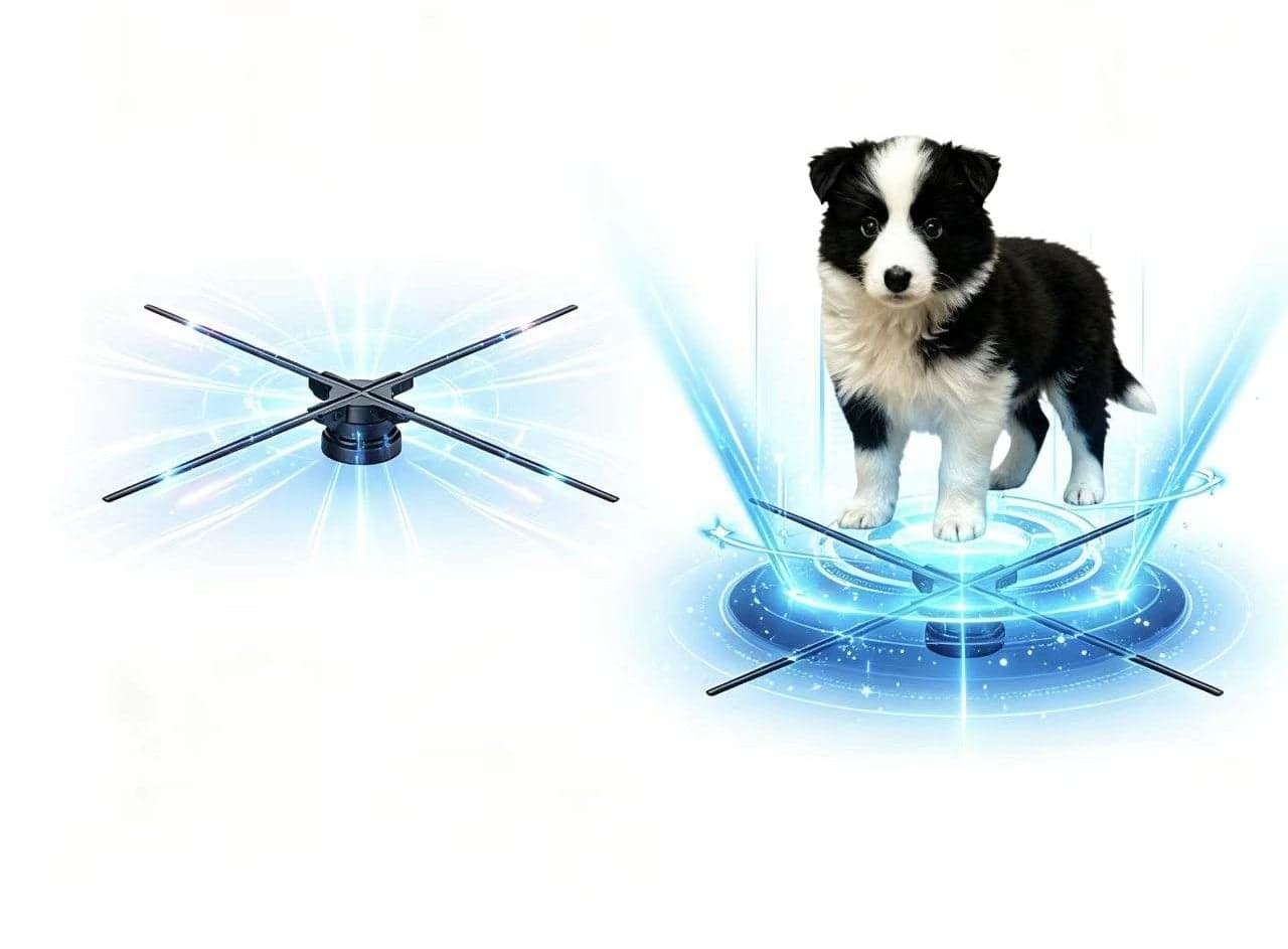 56 cm Four Blades Indoor Advertising Holographic 3D LED Fan