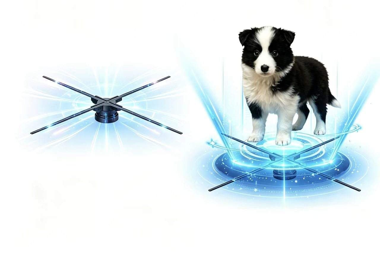 56 cm Four Blades Indoor Advertising Holographic 3D LED Fan
